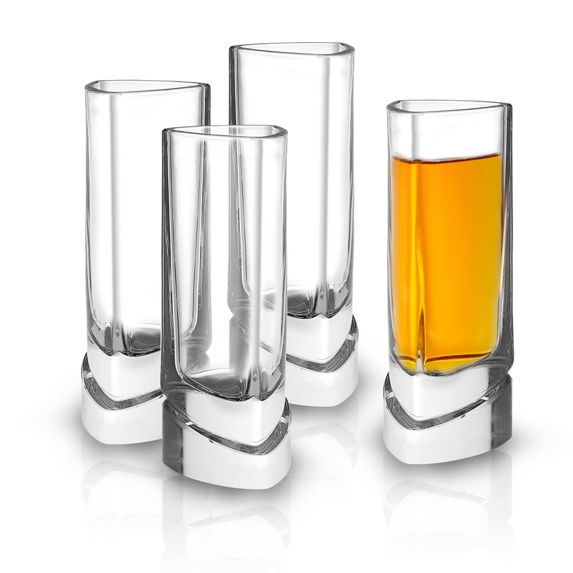 JoyJolt® 1.5oz. Aqua Vitae Triangle Off Base Shot Glasses, 4ct.